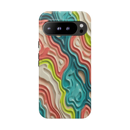 Abstract Contour Phone Case — Colorful Topographic Pattern Tough Case