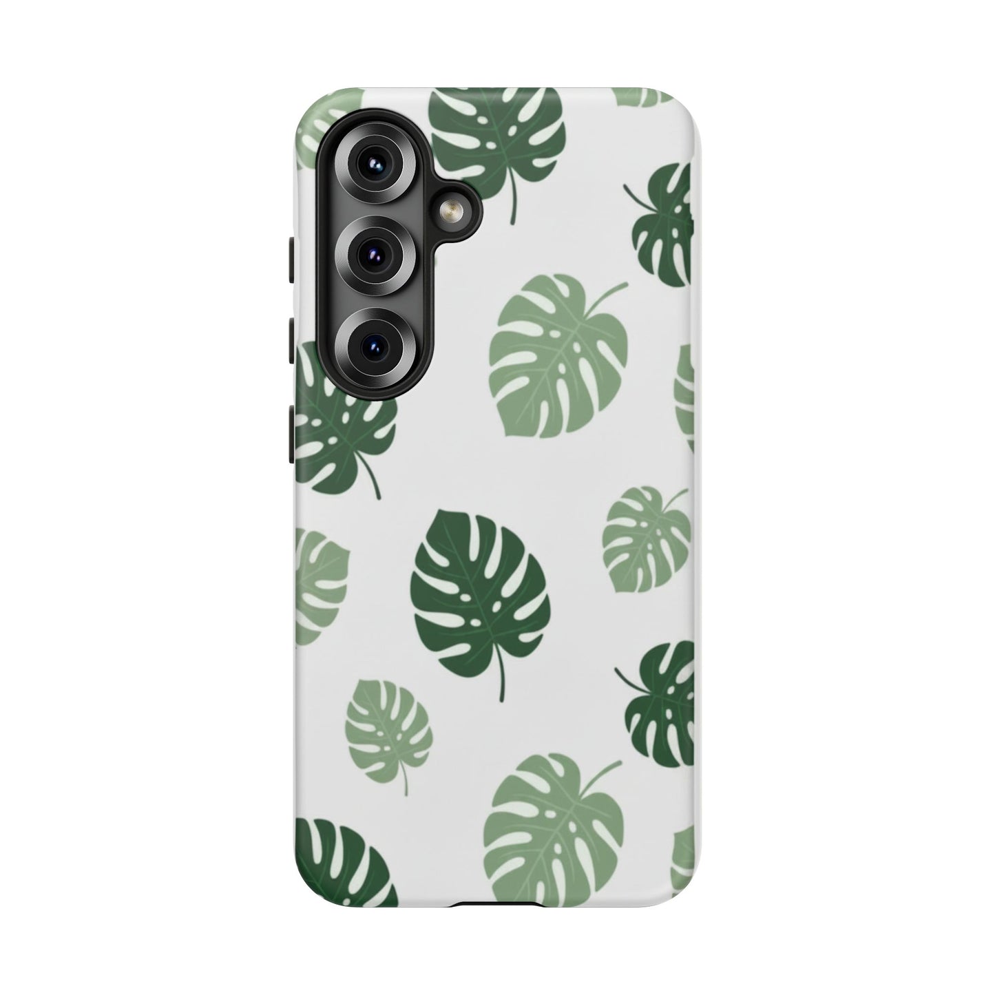 Monstera Leaf Tough Phone Case – Tropical Green Palm Pattern Protective Cover