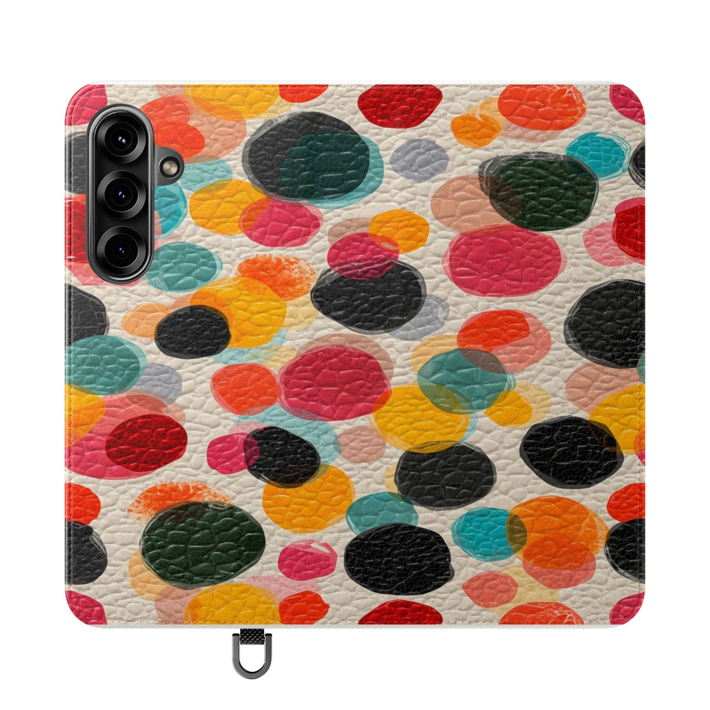 Colorful Confetti Dot Flip Phone Case — Retro Polka Wallet Cover