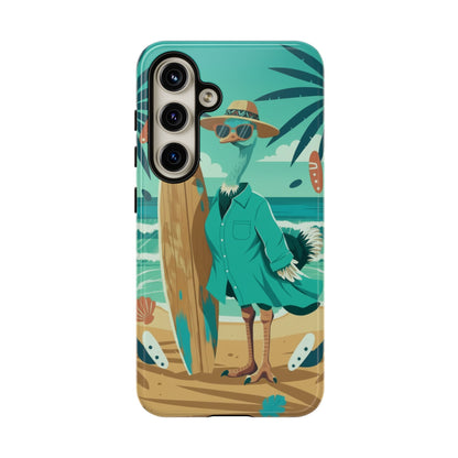 Phone Case — Retro Dressed Seagull Surfing Beach Illustration