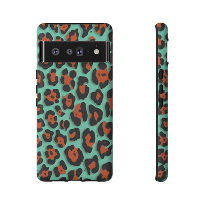 Teal & Rust Leopard Phone Case — Tough Protective Animal Print