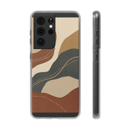 Abstract Earth Tone Phone Case — Boho Wavy Flexi Case