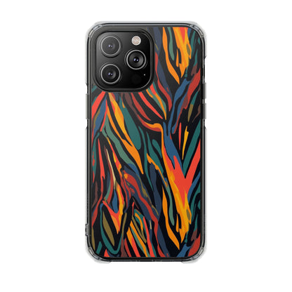 Clear Magnetic Phone Case — Abstract Flame Zebra Art