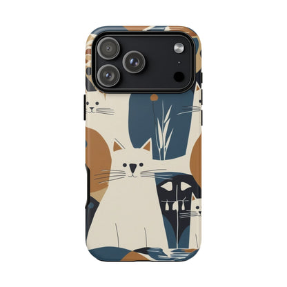 Cat Pattern Phone Case – Retro Abstract Cats Protective iPhone Cover