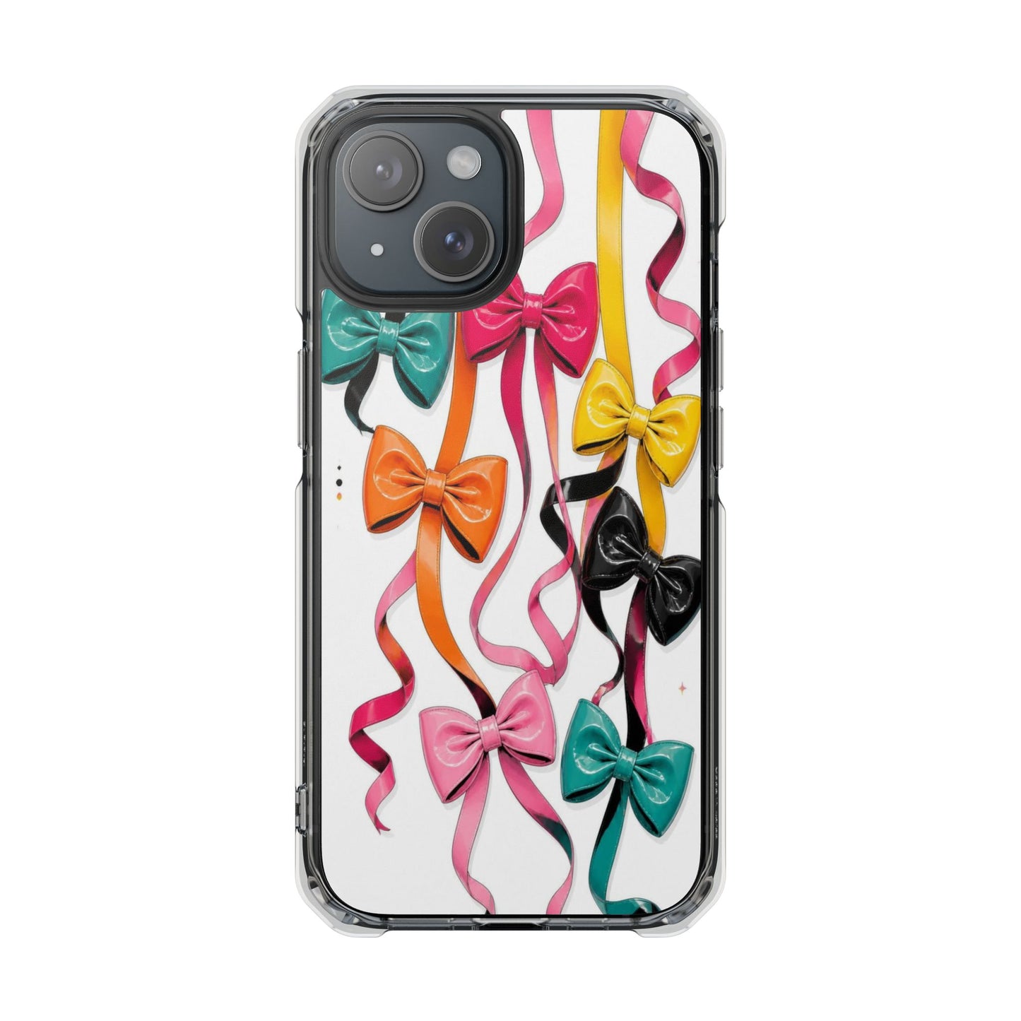 Clear Magnetic Phone Case — Colorful Ribbon Bows Design