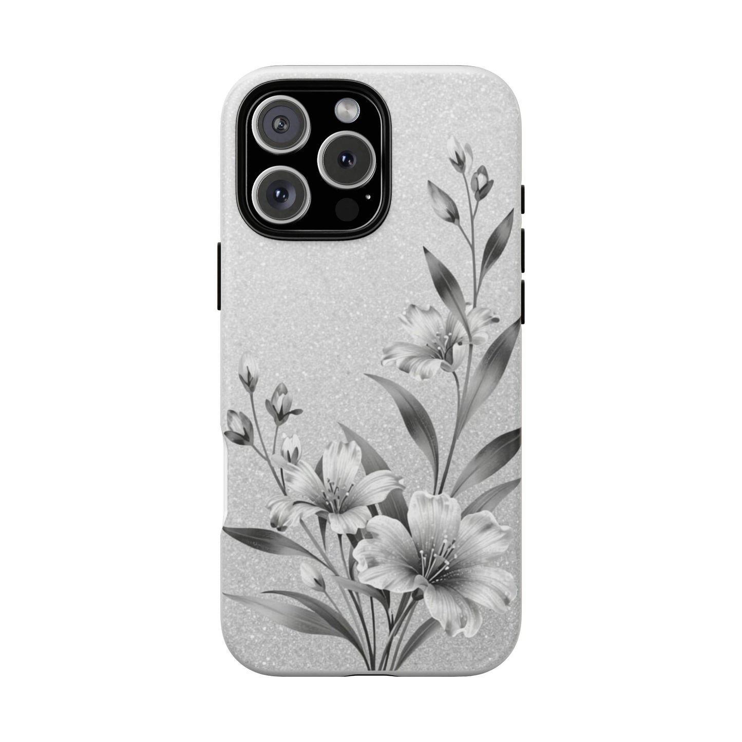 Floral Monochrome Phone Case — Elegant Black & White Lily Design