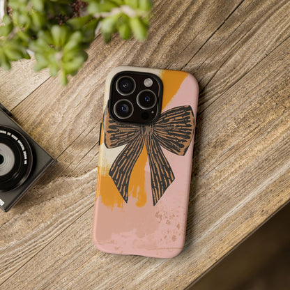 Bow Brushstroke Tough Phone Case — Pink & Mustard