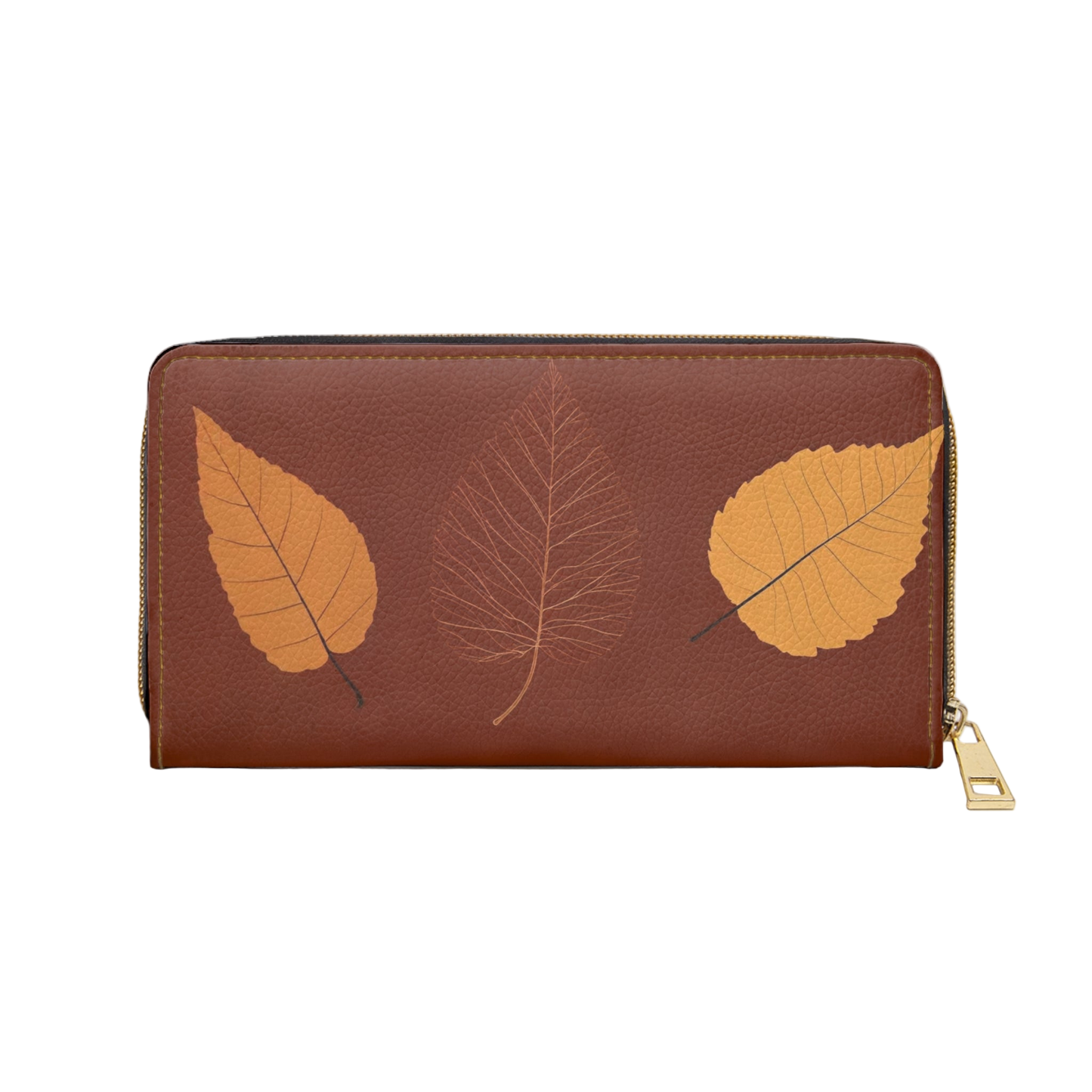 Women's Botanical Leaf Wallet - Vegan Foliage Zippered Wallet