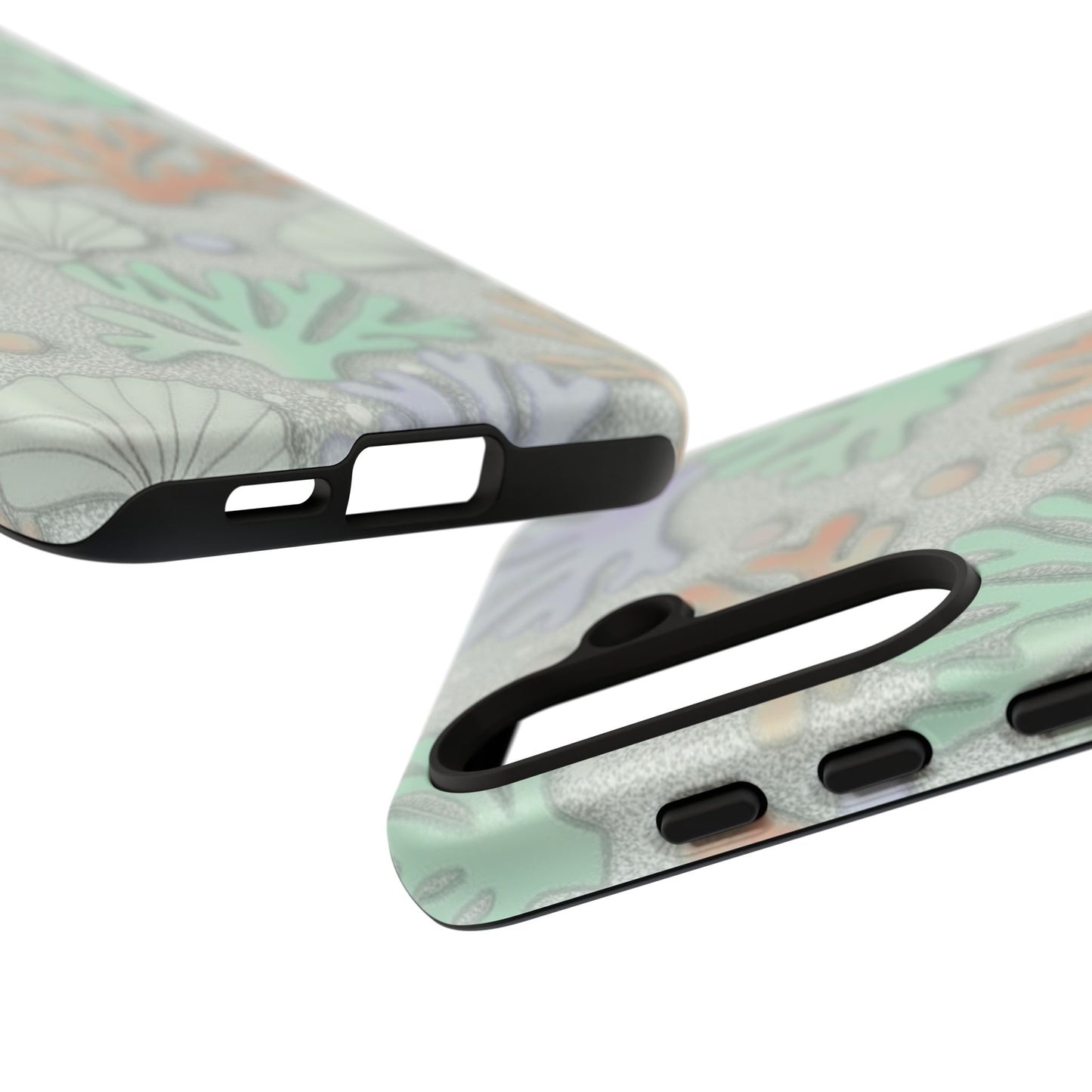 Pastel Coral Reef Tough Phone Case – Sea Shell & Coral Pattern Durable Protector