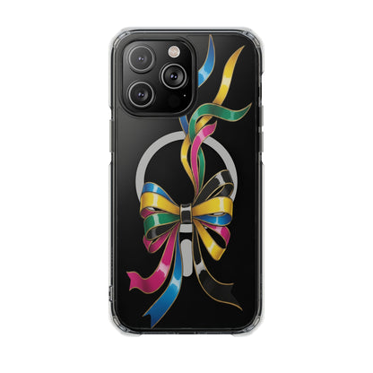 Clear Magnetic Phone Case — Colorful Ribbon Bow Design