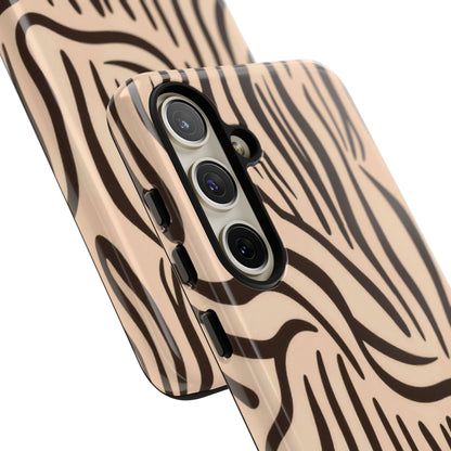 Zebra Stripe Tough Phone Case – Neutral Animal Print Protective Cover