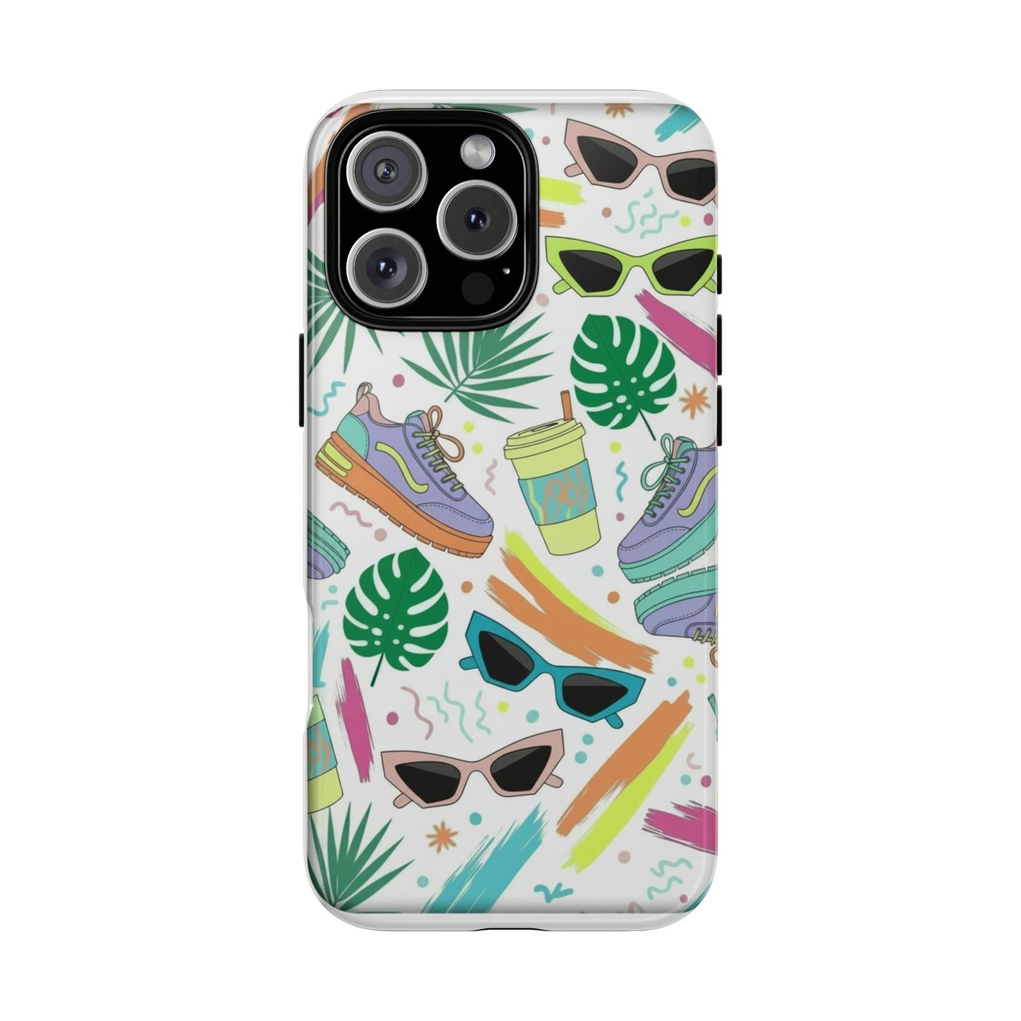 Tough Cases — Colorful Retro Sneakers & Sunglasses Phone Case
