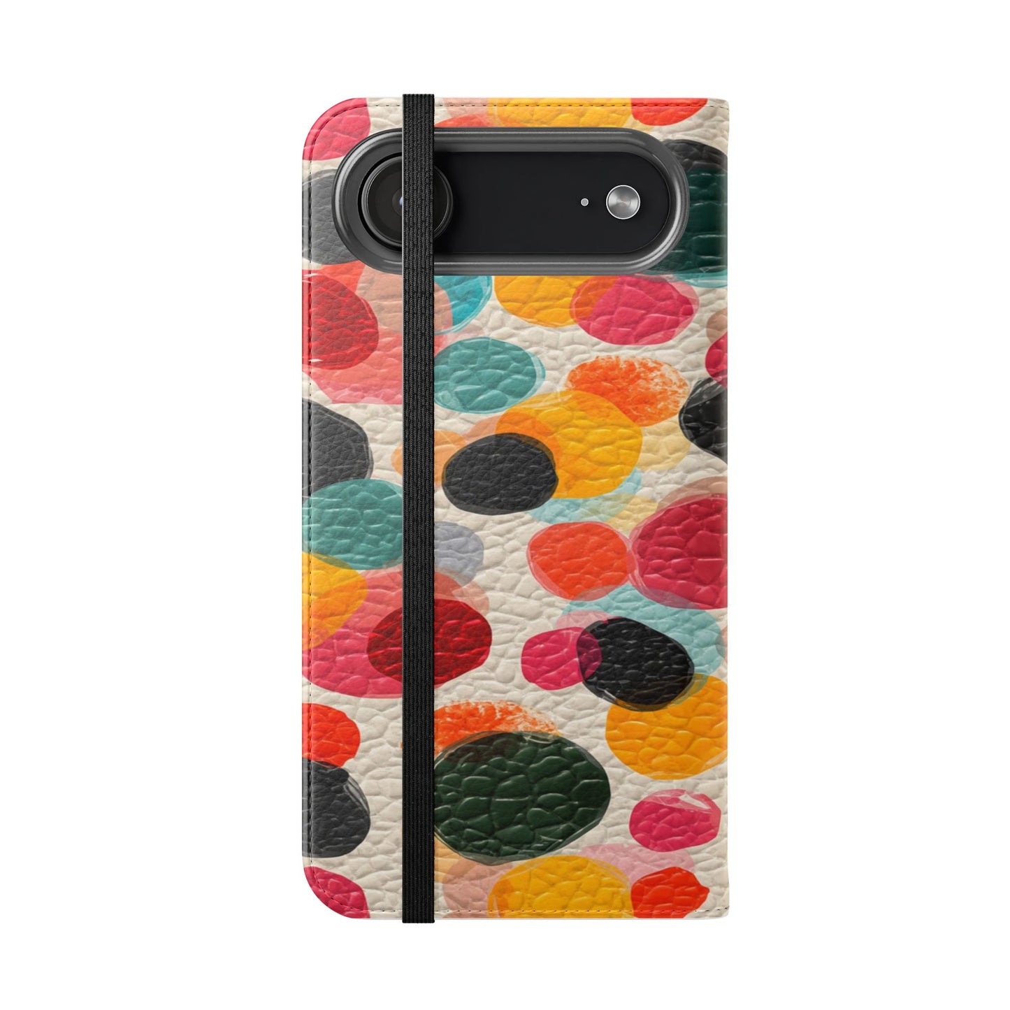 Colorful Confetti Dot Flip Phone Case — Retro Polka Wallet Cover