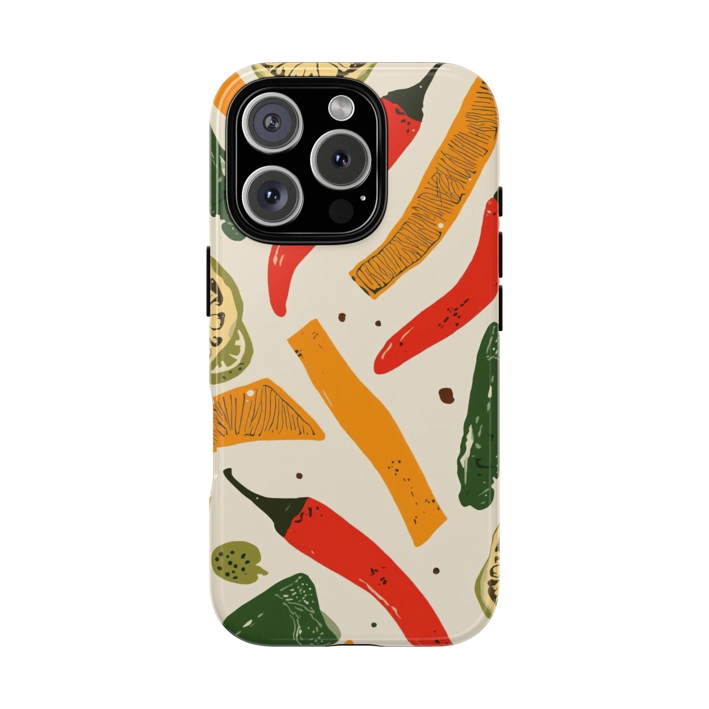 Spicy Peppers Phone Case – Colorful Chili, Lime & Citrus Pattern