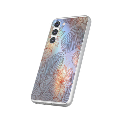 Floral Holographic Phone Case — Iridescent Leaves & Flowers Flexi Case
