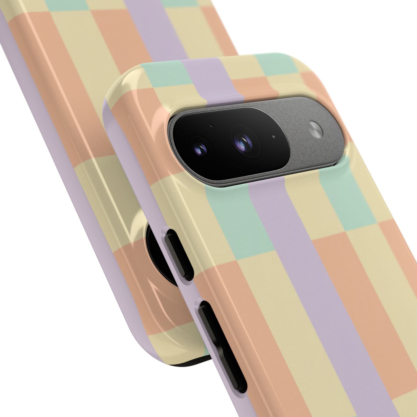 Pastel Checkered Phone Case — Retro Stripe Tough Case