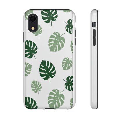 Monstera Leaf Tough Phone Case – Tropical Green Palm Pattern Protective Cover