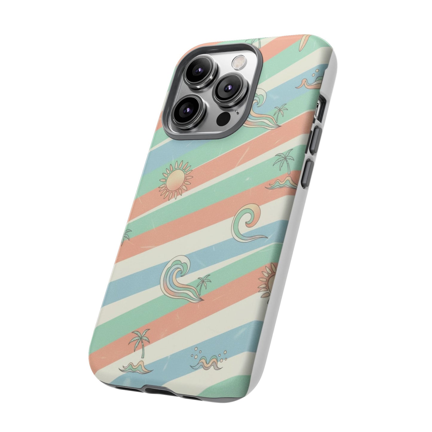 Surf Stripe Tough Phone Case — Retro Beach Waves Pattern