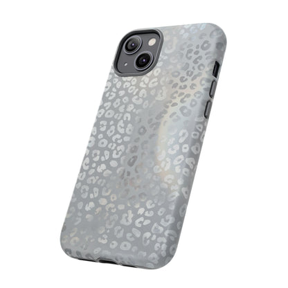 Grey Leopard Print Tough Phone Case — Durable Protective iPhone Cover