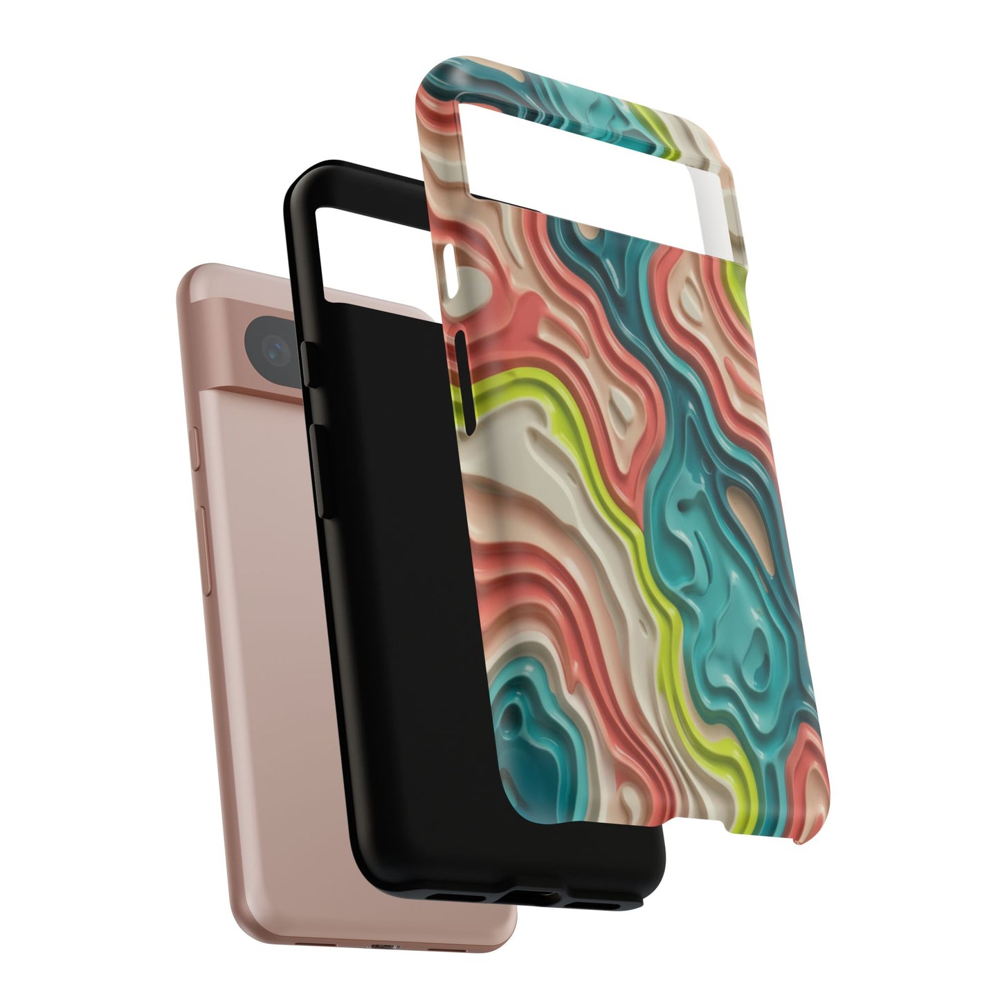 Abstract Contour Phone Case — Colorful Topographic Pattern Tough Case
