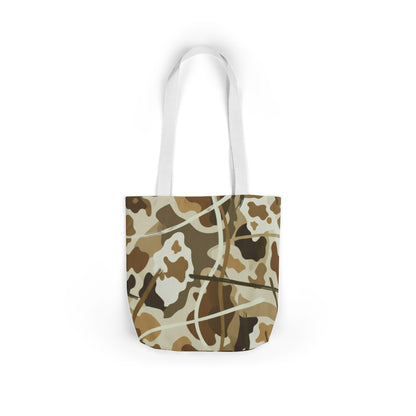 Camo Canvas Tote Bag — Beige Outdoor Pattern with 3 Color Straps