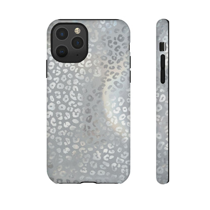 Grey Leopard Print Tough Phone Case — Durable Protective iPhone Cover