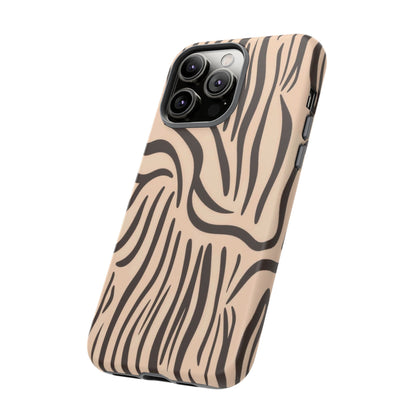 Zebra Stripe Tough Phone Case – Neutral Animal Print Protective Cover