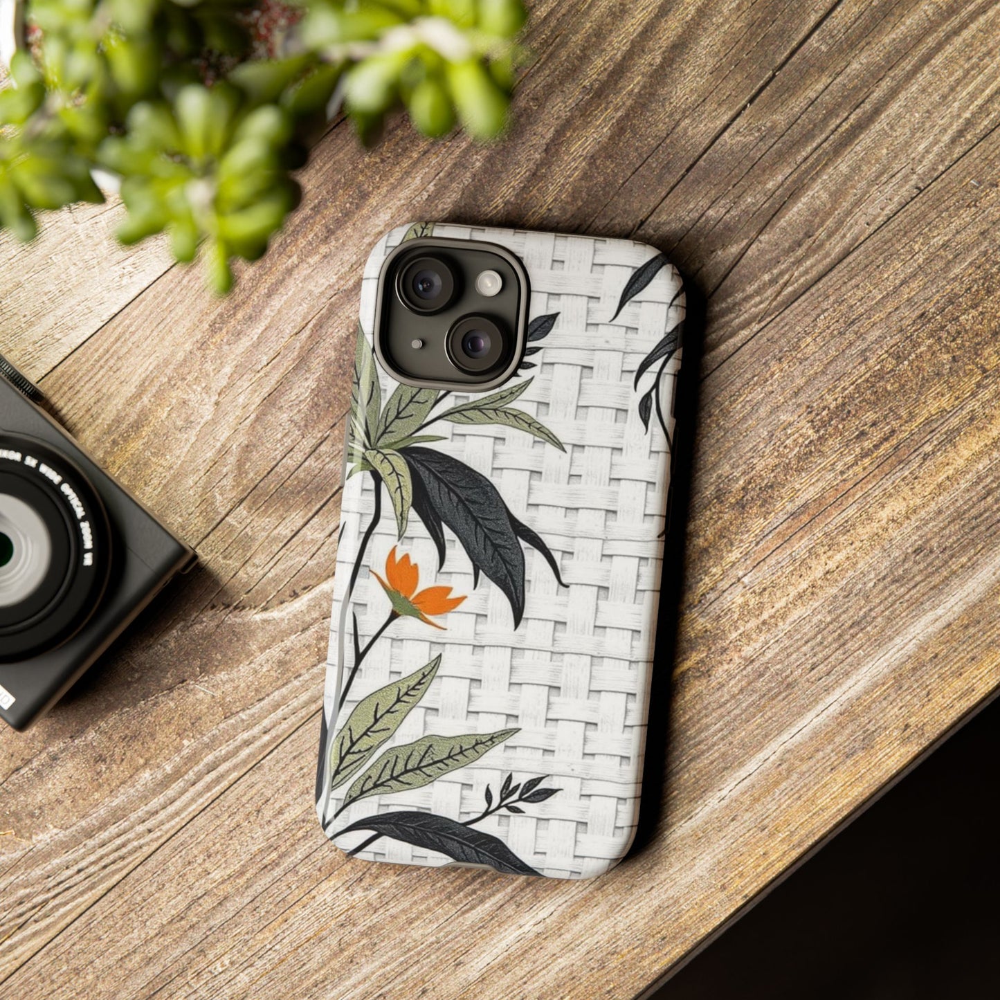 Floral Woven Tough Phone Case — Protective Botanical iPhone Cover
