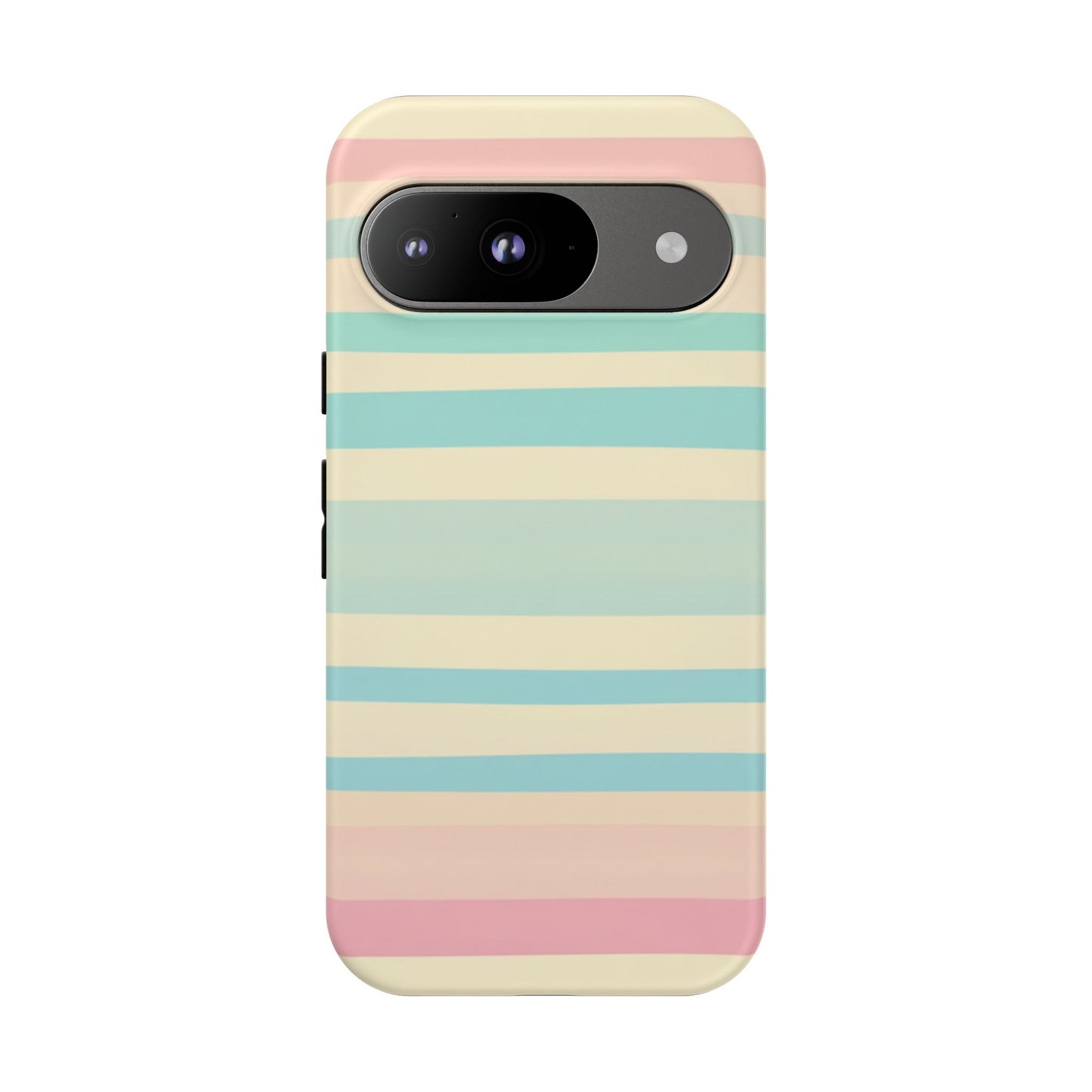 Pastel Striped Tough Phone Case – Protective Retro Rainbow Design