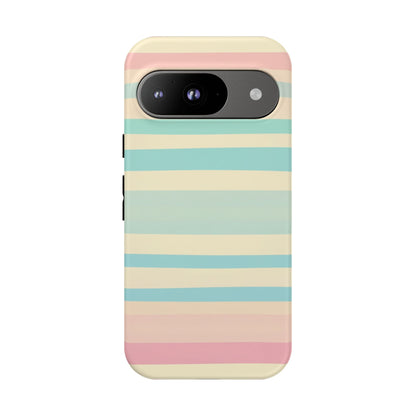 Pastel Striped Tough Phone Case – Protective Retro Rainbow Design