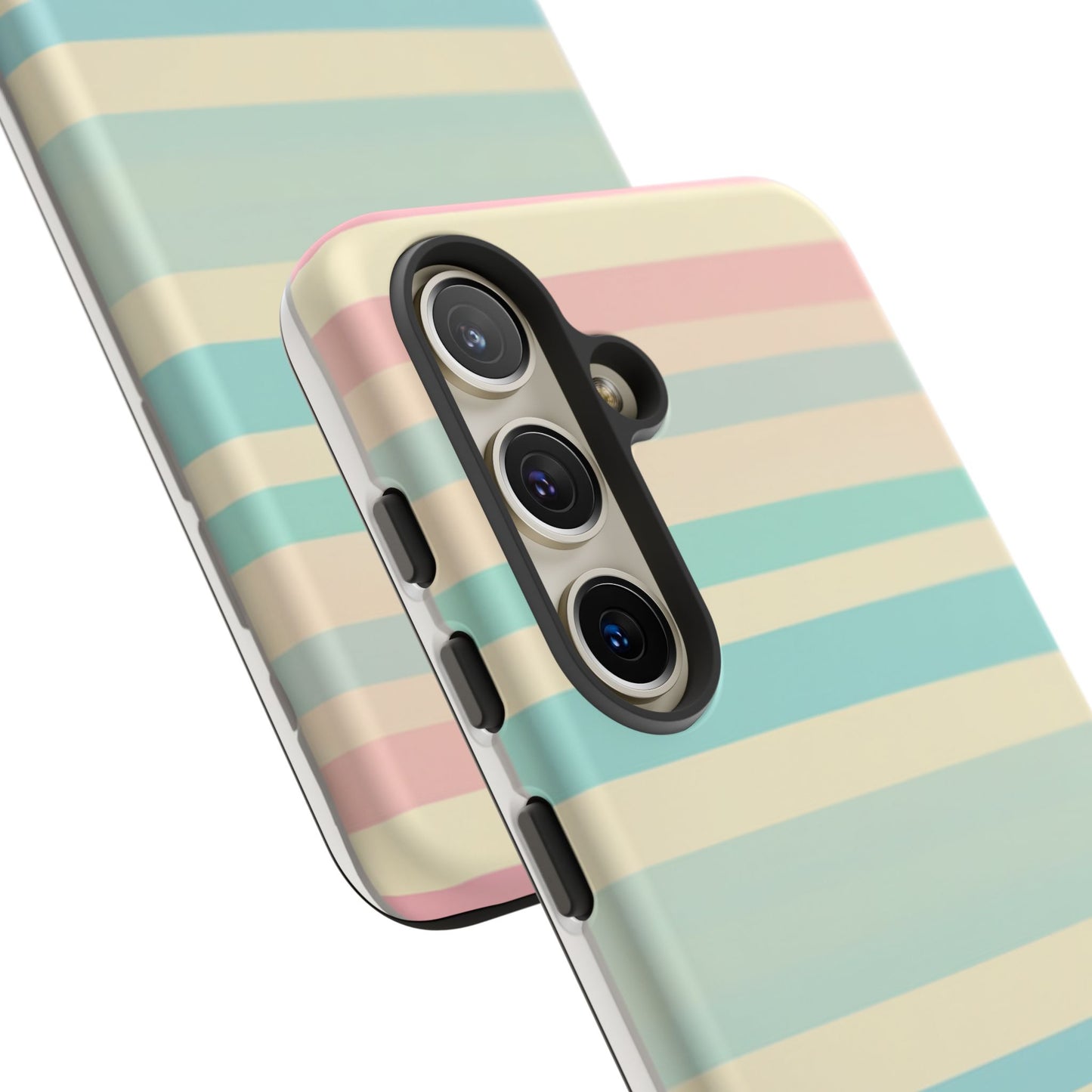 Pastel Striped Tough Phone Case – Protective Retro Rainbow Design