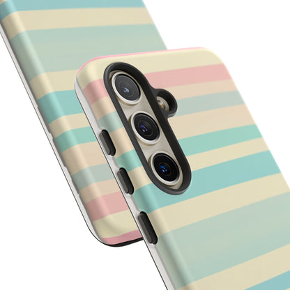 Pastel Striped Tough Phone Case – Protective Retro Rainbow Design