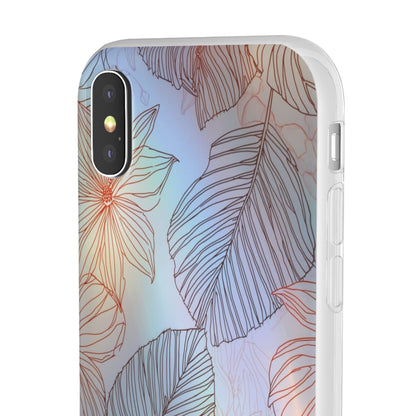 Floral Holographic Phone Case — Iridescent Leaves & Flowers Flexi Case