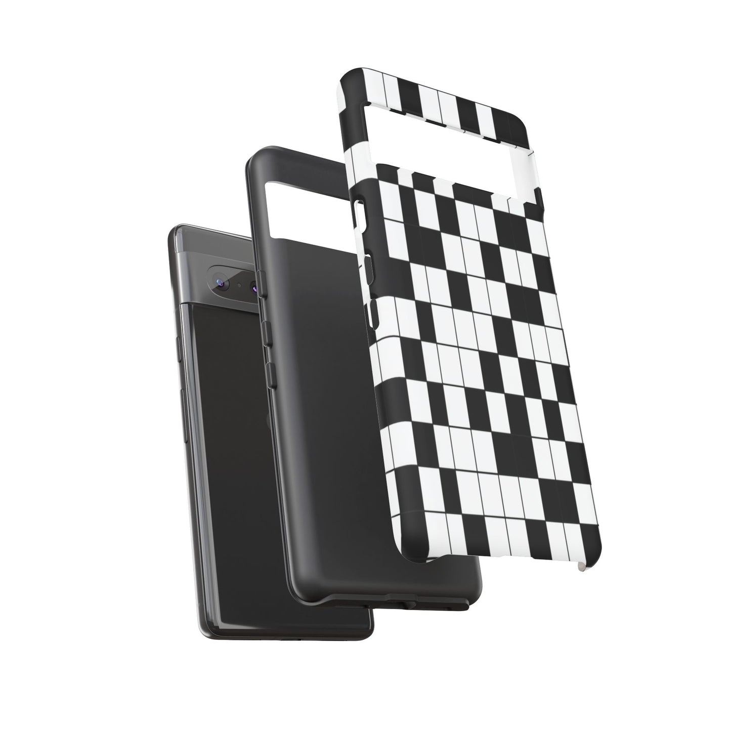 Crossword Grid Phone Case — Black & White Puzzle Pattern Tough Phone Cover