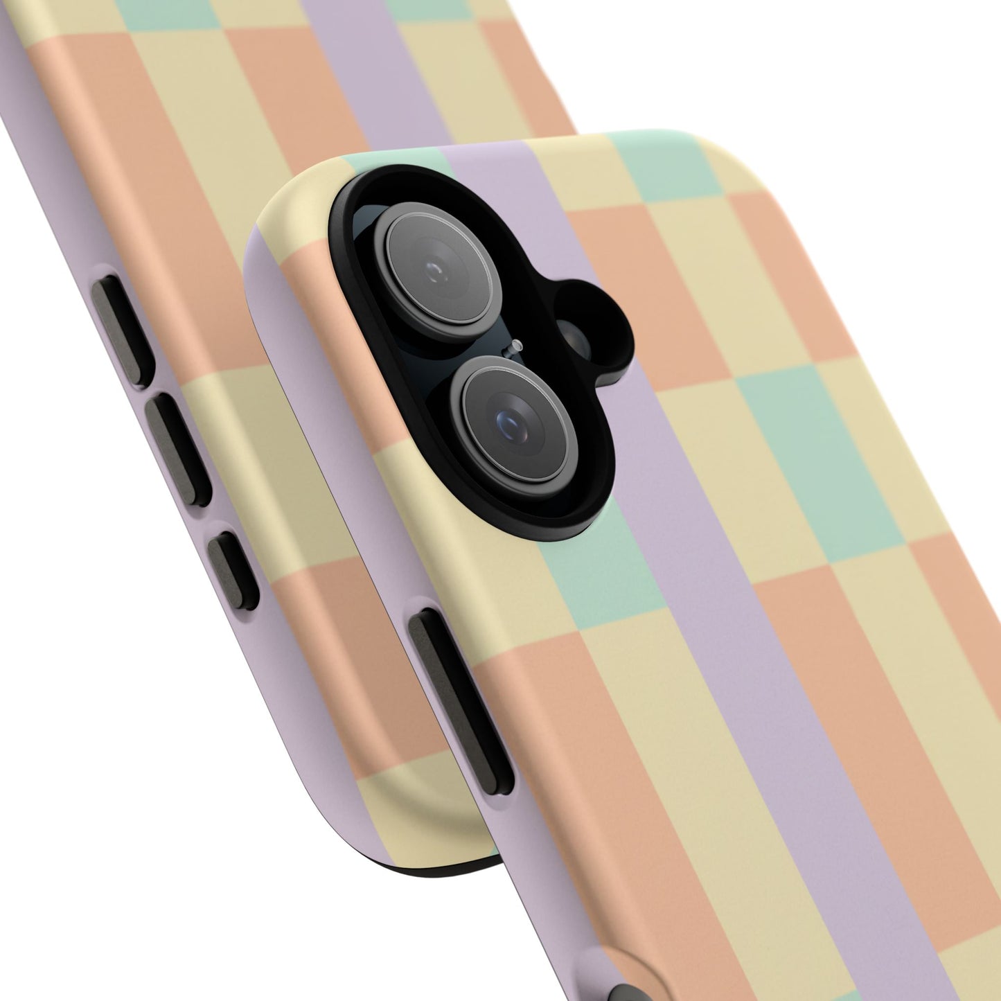 Pastel Checkered Phone Case — Retro Stripe Tough Case