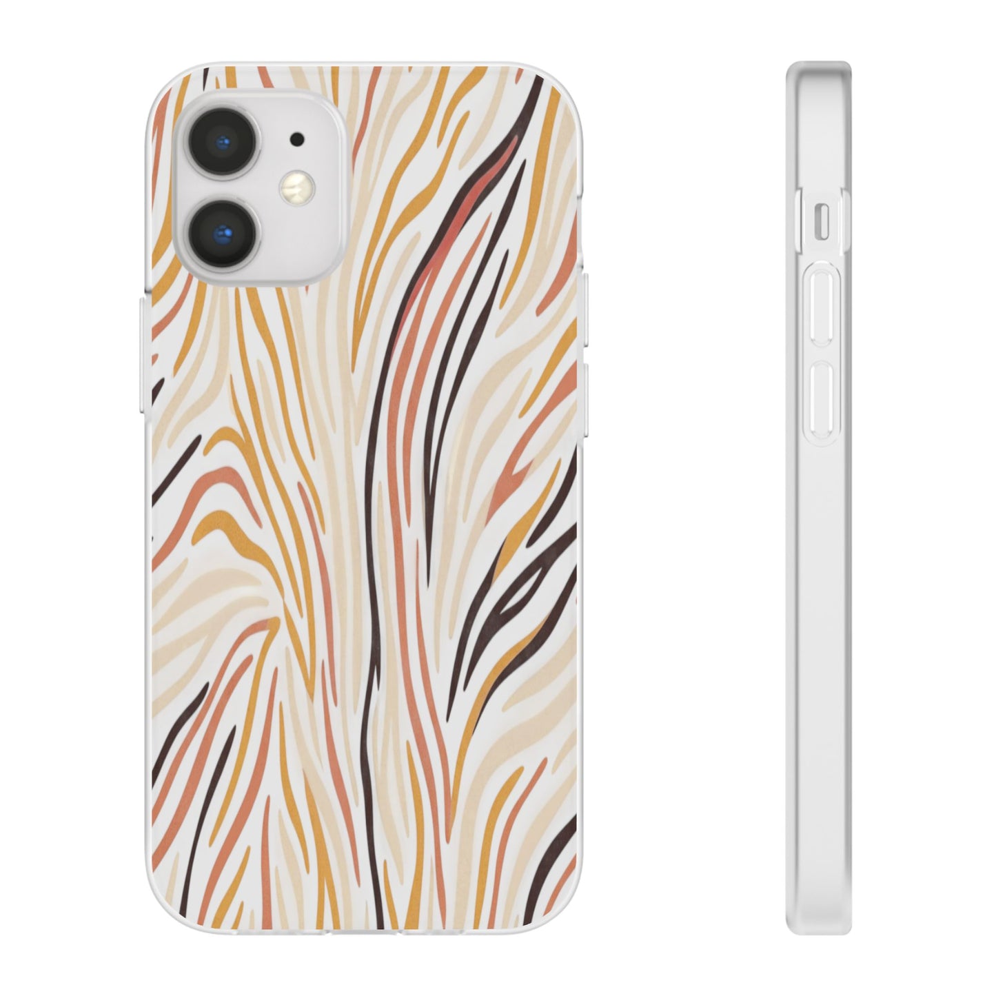Marbled Neutral Stripe Phone Case — Abstract Beige & Terracotta Flexi Case
