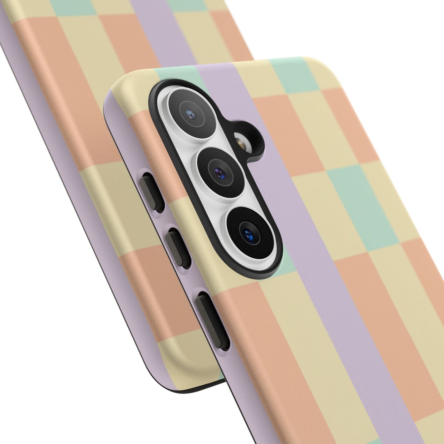 Pastel Checkered Phone Case — Retro Stripe Tough Case