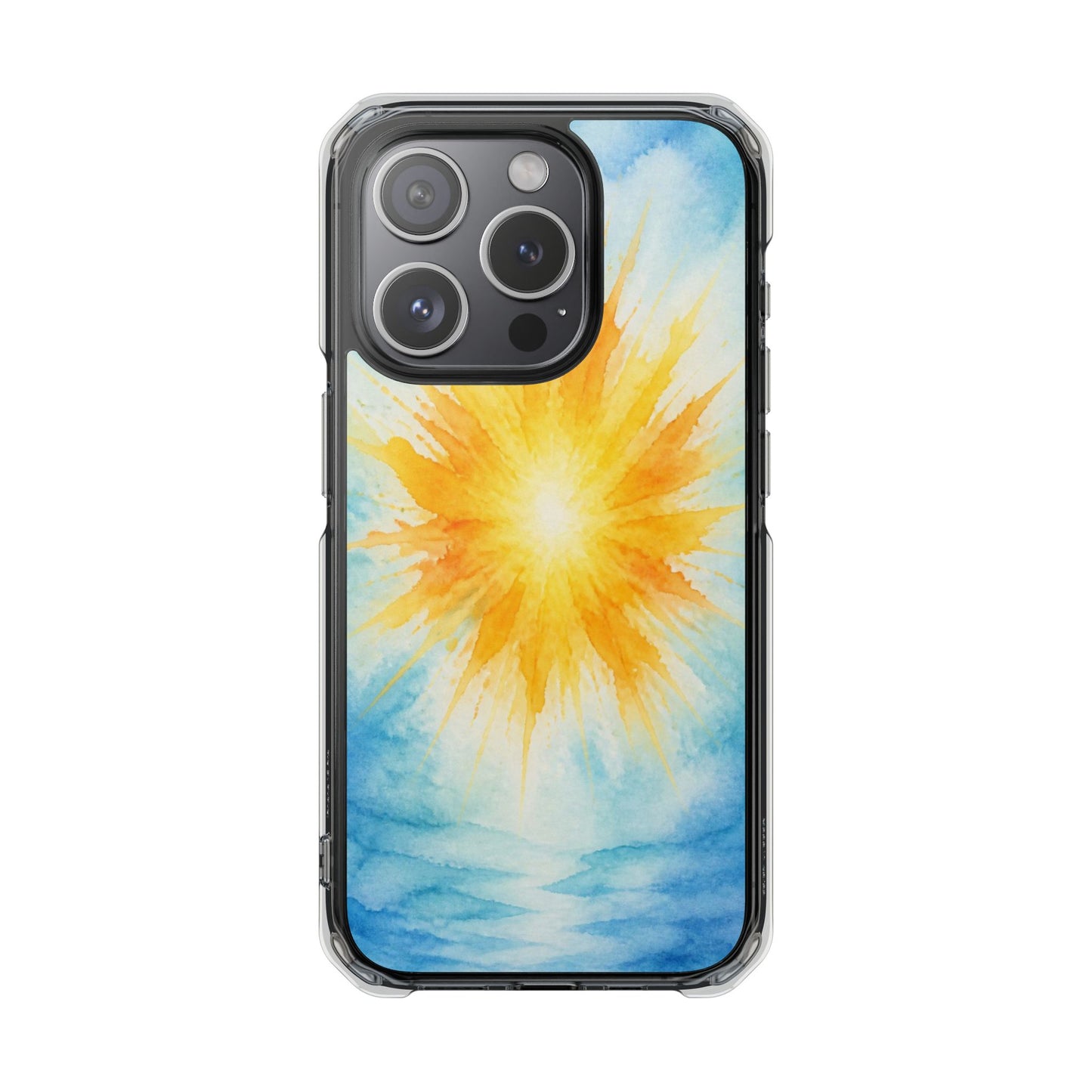 Clear Magnetic Phone Case — Sunshine Watercolor Design
