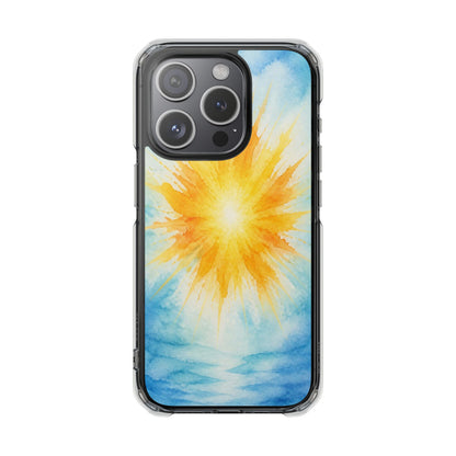 Clear Magnetic Phone Case — Sunshine Watercolor Design