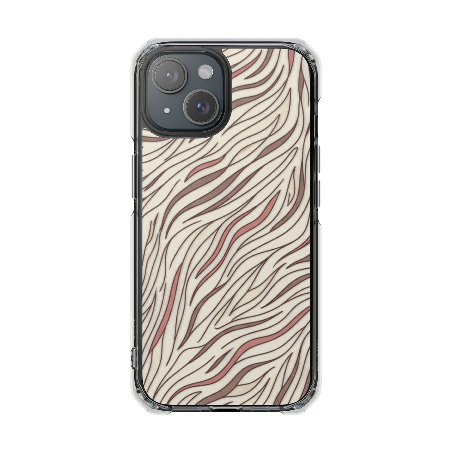 Clear Magnetic Phone Case — Neutral Beige Abstract Zebra Print