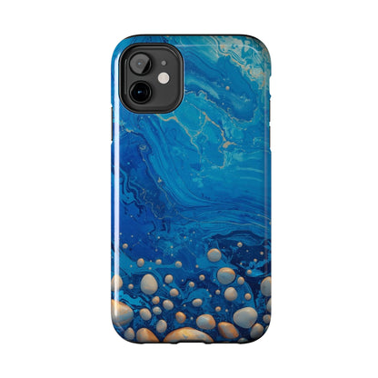 Blue Ocean Pebble Tough Phone Case — Protective Artistic Marble Design