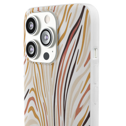 Marbled Neutral Stripe Phone Case — Abstract Beige & Terracotta Flexi Case