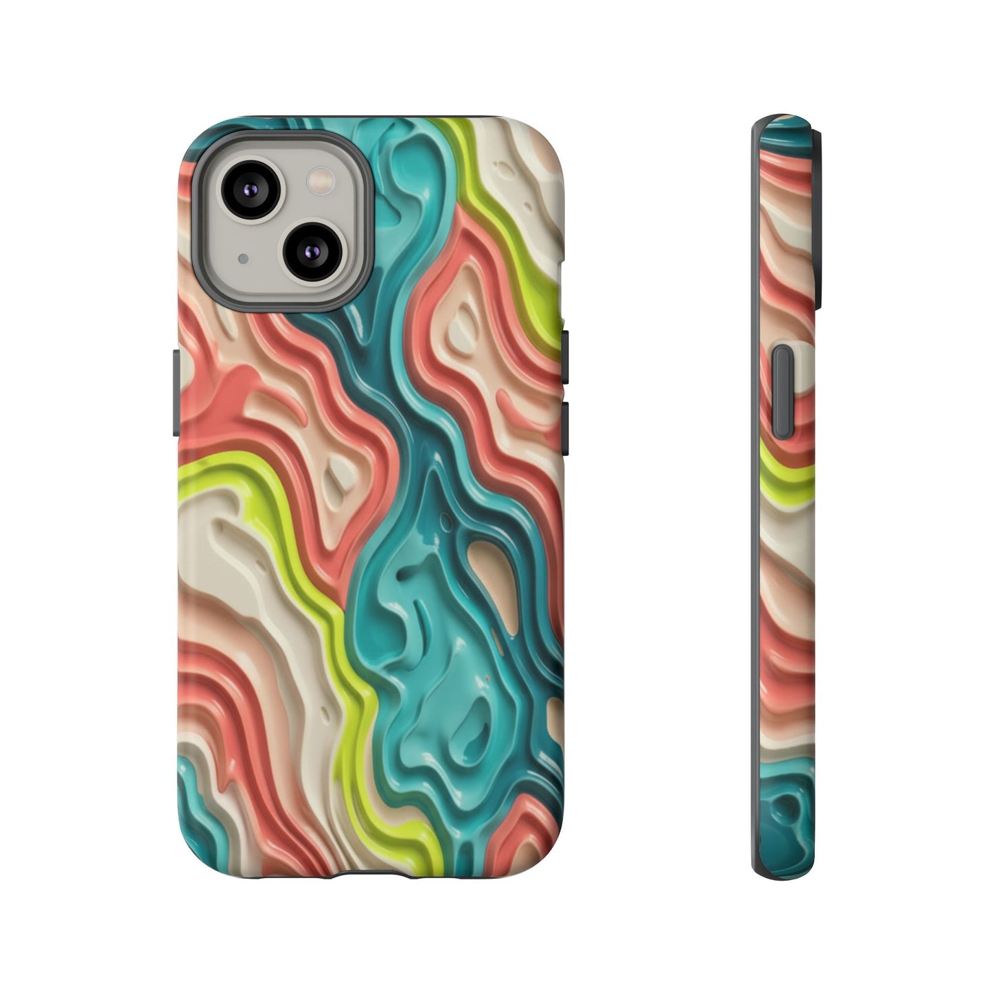 Abstract Contour Phone Case — Colorful Topographic Pattern Tough Case