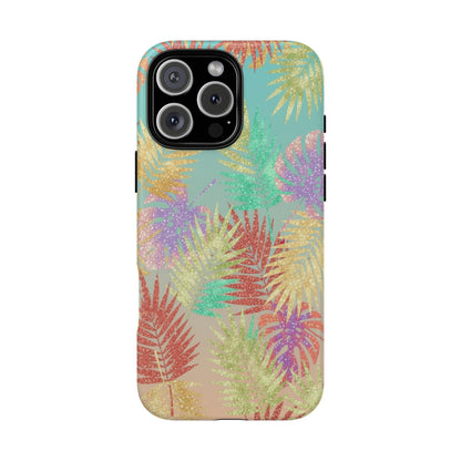 Tropical Palm Leaf Tough Phone Case – Colorful Pastel Botanical Protection