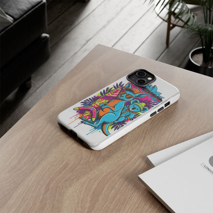 Kangaroo & Koala Surf Phone Case — Retro Neon Beach Art Tough Case