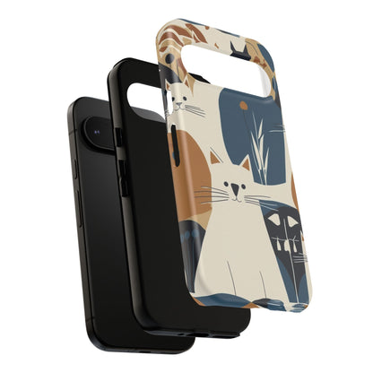 Cat Pattern Phone Case – Retro Abstract Cats Protective iPhone Cover