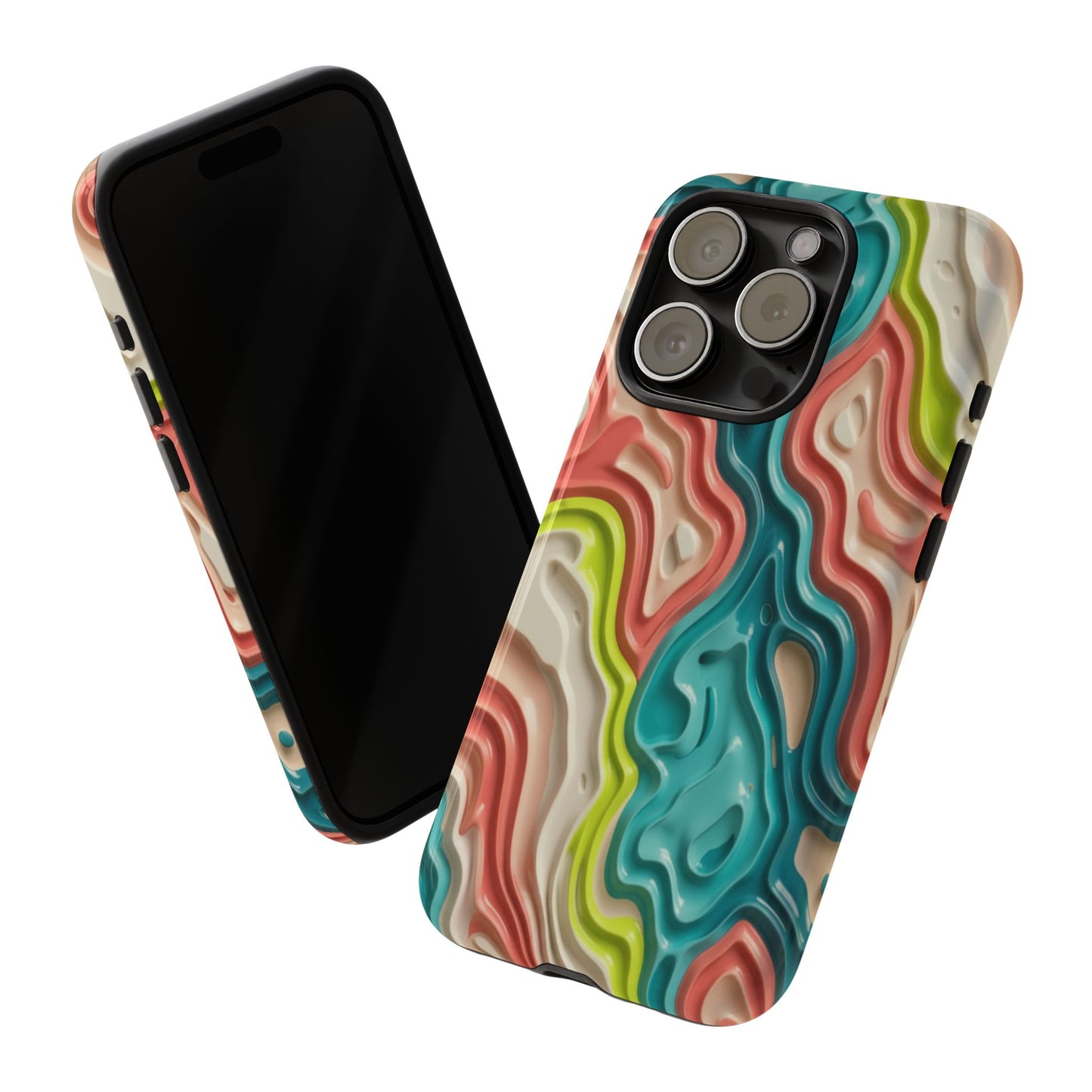 Abstract Contour Phone Case — Colorful Topographic Pattern Tough Case