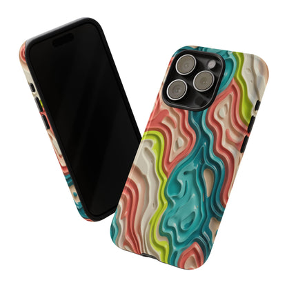 Abstract Contour Phone Case — Colorful Topographic Pattern Tough Case