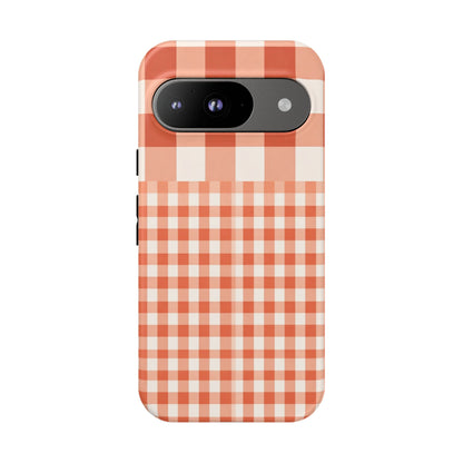 Buffalo Check Tough Phone Case — Orange Gingham Protective Cover