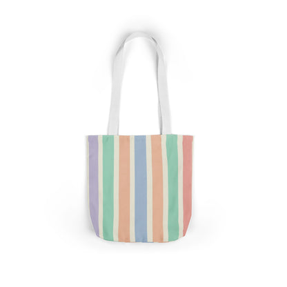 Pastel Stripe Canvas Tote Bag – Colorful Vertical Stripes, Eco-Friendly Beach & Market Bag